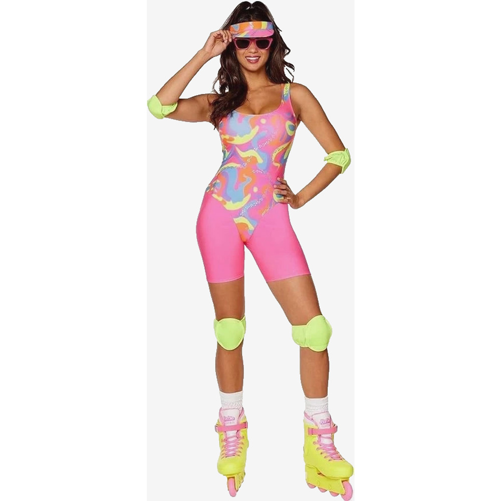 Skating Barbie Women's Adult Costume Halloween Size Large 12-14 Neon New